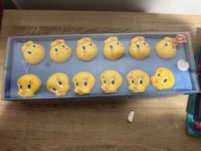 Vtg New 12 Tweety Bird Decorative Shower Curtain Hooks Looney Tunes Jay Franco