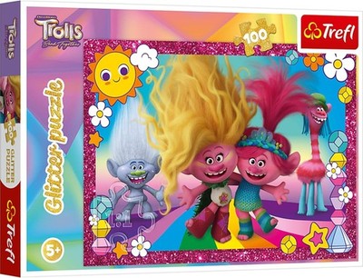 NEW Trefl Jigsaw Puzzle 100 Pieces 5+ Ages Glitter Shiny Trolls