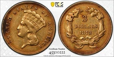 1878 $3 Indian Head Gold Princess PCGS AU Details US Mint Coin
