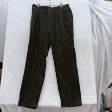 Polo Ralph Lauren Corduroy Hammond Pants Men 36x34 34x33 Green Pleated Relaxed