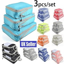 3Pcs Compression Packing Cubes Expandable Storage Travel Luggage Bags Organizer