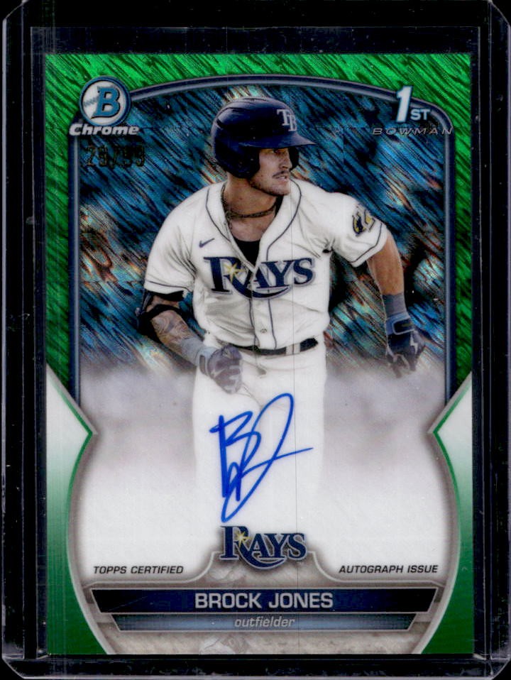 2023 Bowman Brock Jones Chrome Auto Green Shimmer Refractor 1st #29/99