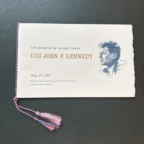 1967 USS John F. Kennedy Christening Program Newport News Shipbuilding CVA-67 - Picture 1 of 5