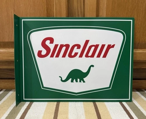 Sinclair Gas Oil Flange Sign Dino Garage Parts Tools Vintage Style Wall Decor