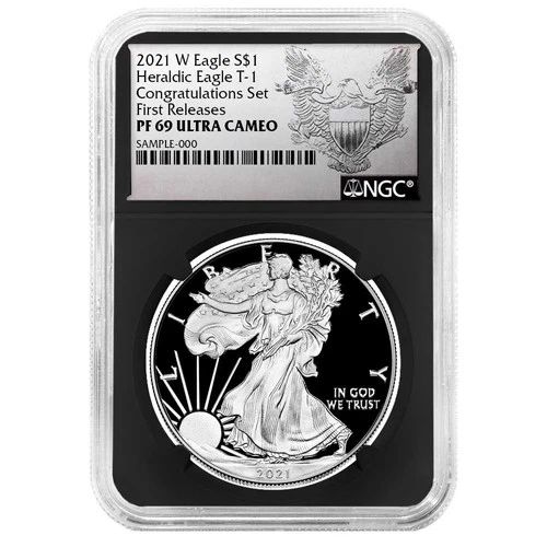 2021-W $1 1-oz T1 Proof American Silver Eagle Congratulations Set NGC PF69UC FR