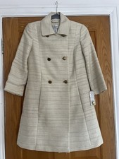 New Mango Cream Linen Mix Lined Coat Size Small RRP £59.99