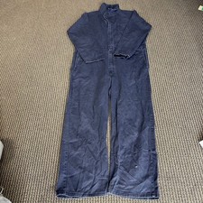 Bulwark Coveralls Mens Size 46-RG Navy Blue Flame Resistant Cotton Workwear FR