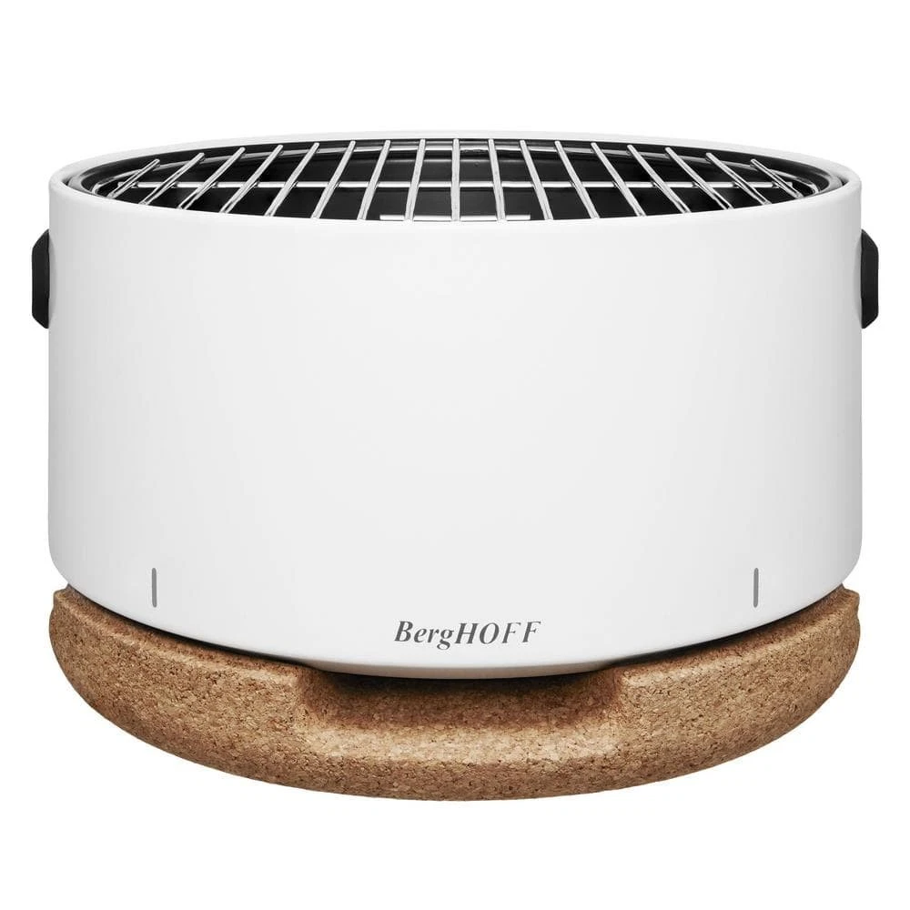 Portable White Charcoal Grill - Compact Outdoor BBQ with Adjustable Air Vents