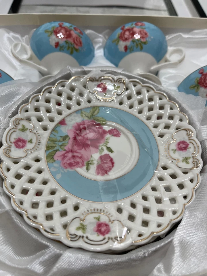 Juego de platillos tazas de porcelana café espresso griego árabe turco 6 piezas CAJA DE REGALO Foto 4 de 4