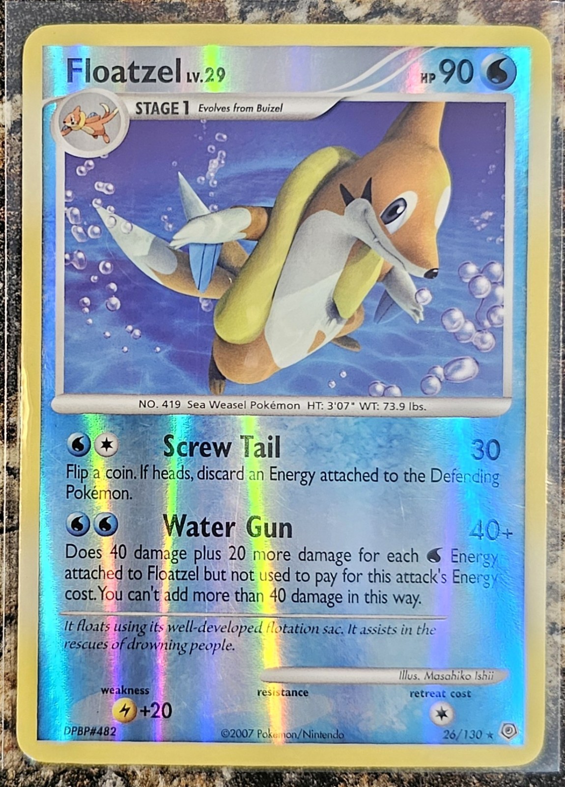 Pokemon 2007 Diamond & Pearl Floatzel 26 Rev Holo LP