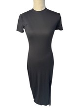 Popular 21 Bodycon Black Crew Neck Short SleeveMidi Dress M