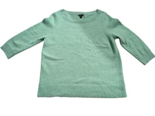 Ann Taylor Angora 3/4 Sleeve Sweater Soft Light Mint Green Soft Preppy Cozy XL