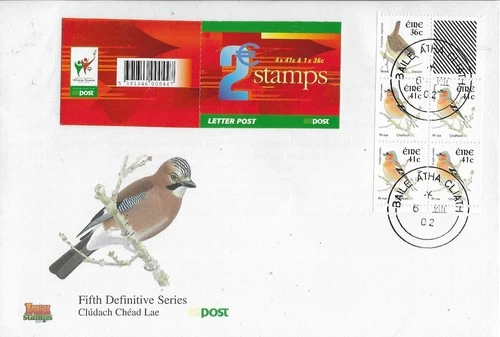 2002 IRELAND BIRDS VERY SCARCE 2 EURO BOOKLET ON SUPERB FDC