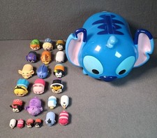 Disney Tsum Tsum Vinyl Mini Figures Lot of 22 with Stitch Carrying Case