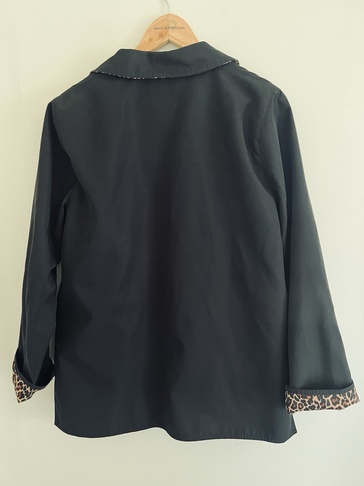 Dennis Basso Black Collared Jacket Leopard Print … - image 5