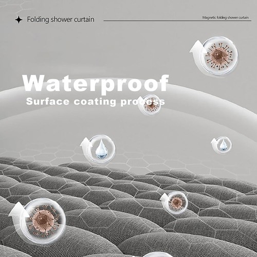 Magnetischer Faltvorhang Für Dusche Wasserdicht Badezimmer Abtrennung NEU - Bild 7 von 19