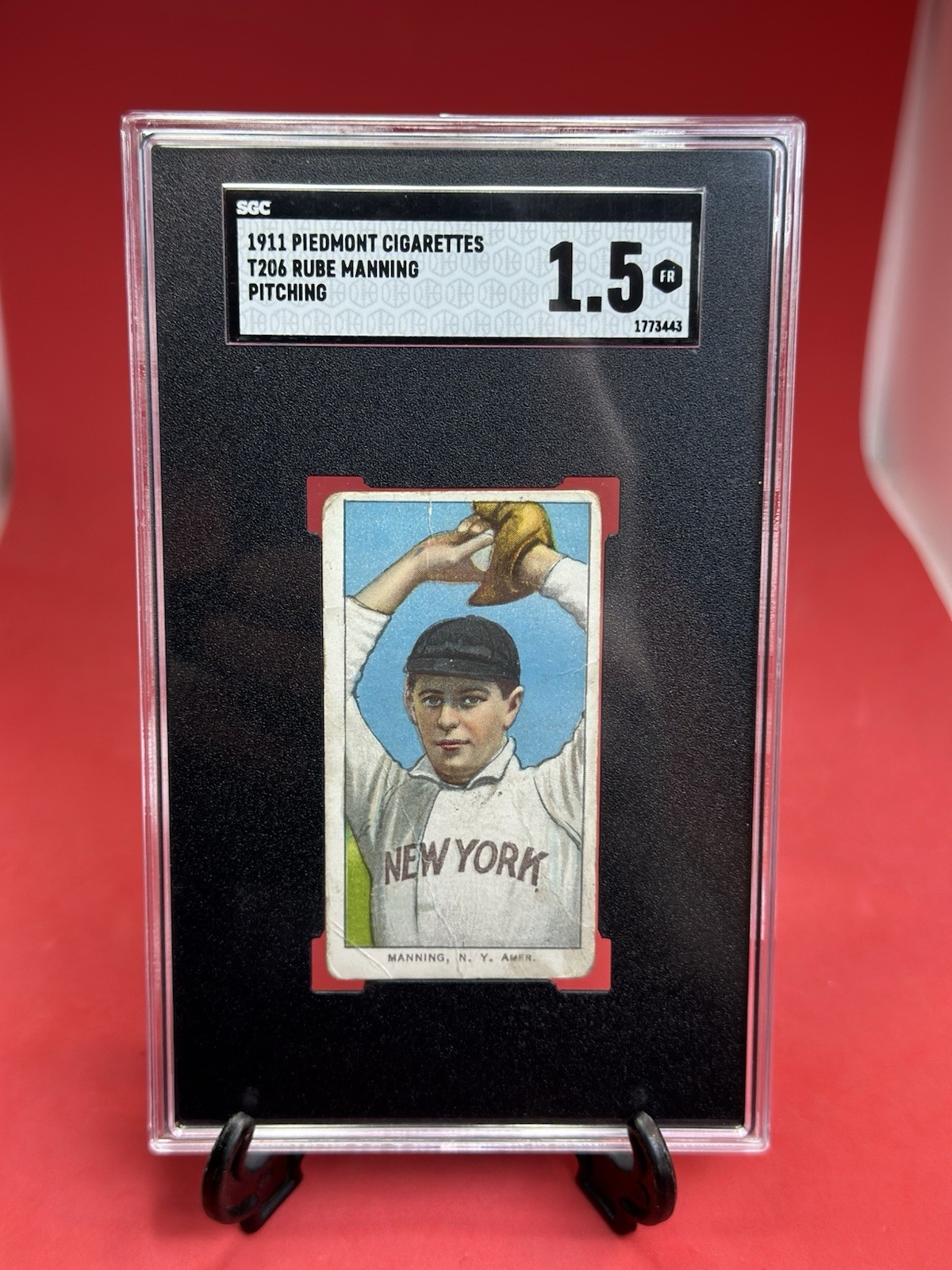 1911 Piedmont Cigarettes T206 Rube Manning Pitching Variation SGC 1.5