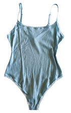 Women  s Blue Solid One Piece Bodysuit Size L Regular Adjustable Strap Wireless