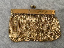 1960's Vintage Duramesh Gold Metal Mesh Rhinestone Clutch Pouch NO LINING