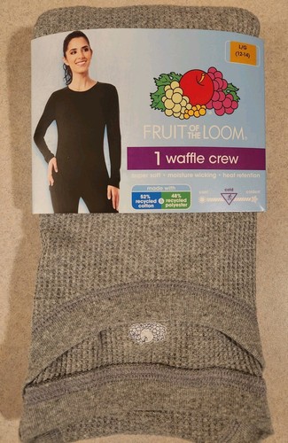 Fruit of the Loom Damen LARGE Waffel Thermo Set GRAU Shirt & Hose #21425 - Bild 4 von 9