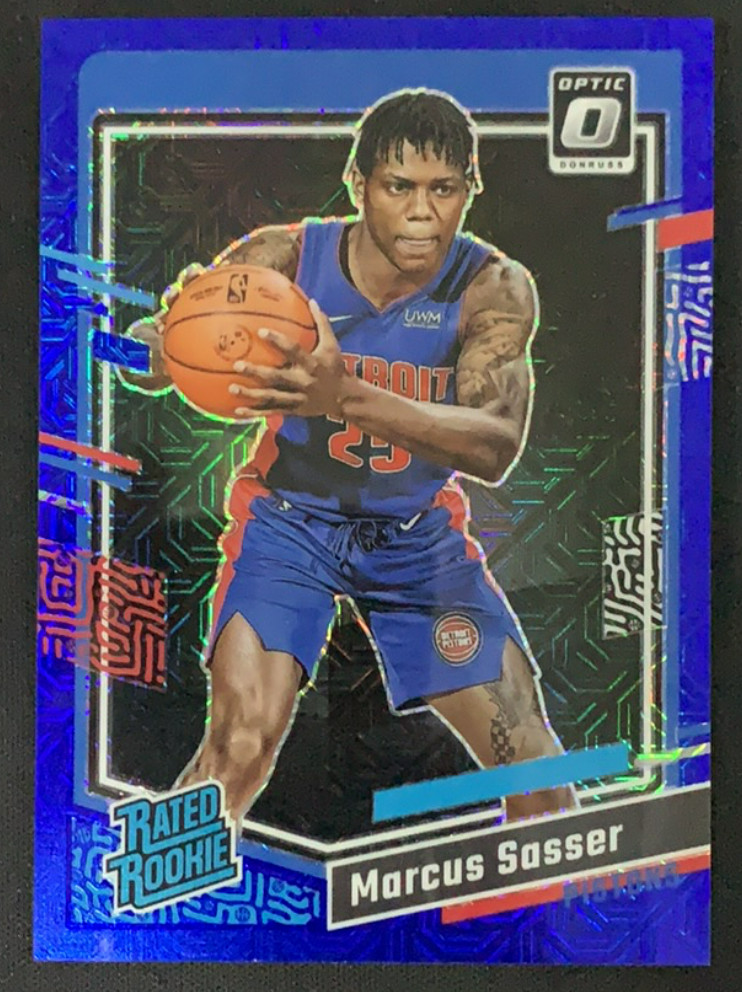 Marcus Sasser 2023-24 Panini Donruss Optic 21/24 Blue Mojo Rated Rookie RC #242