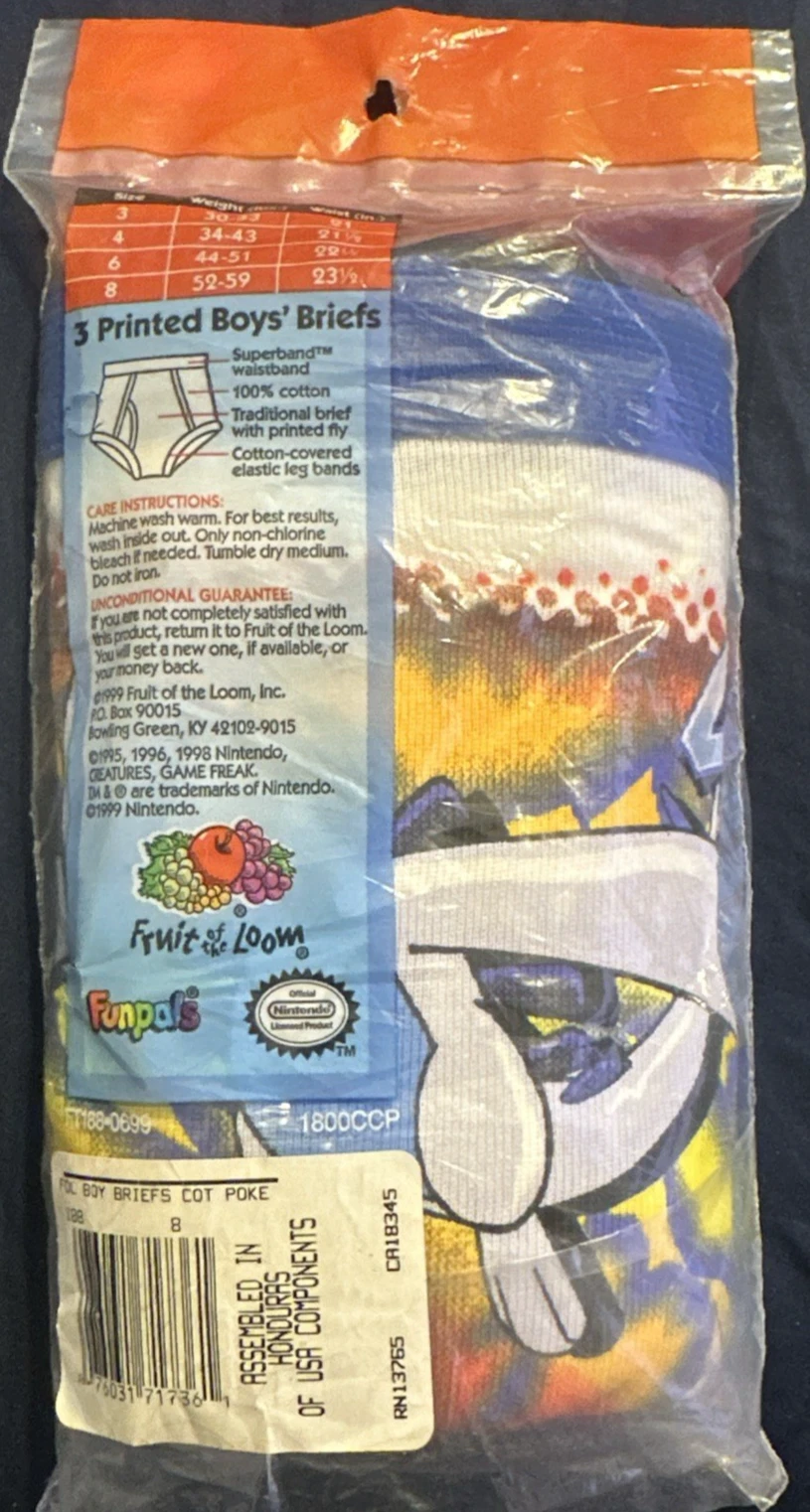 ヴァンテージ 1999年 男の子用ファンパルポケモンボーイの下着、サイズ8、新品未開封、レア。 - 画像3/4