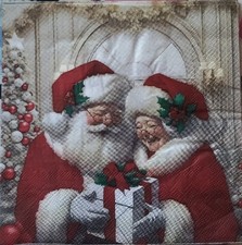 Tovagliolo per decoupage Mr e Mrs Claus 4 pezzi