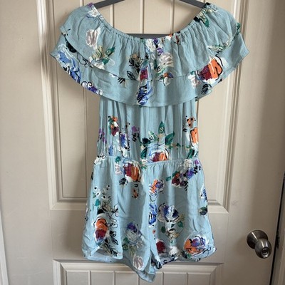illa illa Blue Floral Romper With Lined Shorts