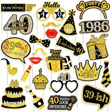 40th Birthday Photo Booth Props for Women  Men Black Gold Adult 40th Birthda...