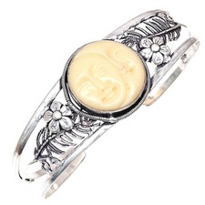 Braune Kamee Gesicht Edelstein Ethno Schmuck Manschette Armbänder 7 Zoll...