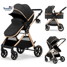 2 in 1 Baby Stroller, Convertible Bassinet Pushchair for Infants and Newborns 0-