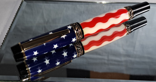 Quality Handmade Patriotic Red White & Blue Stars & Stripes Fountain Pen Classic