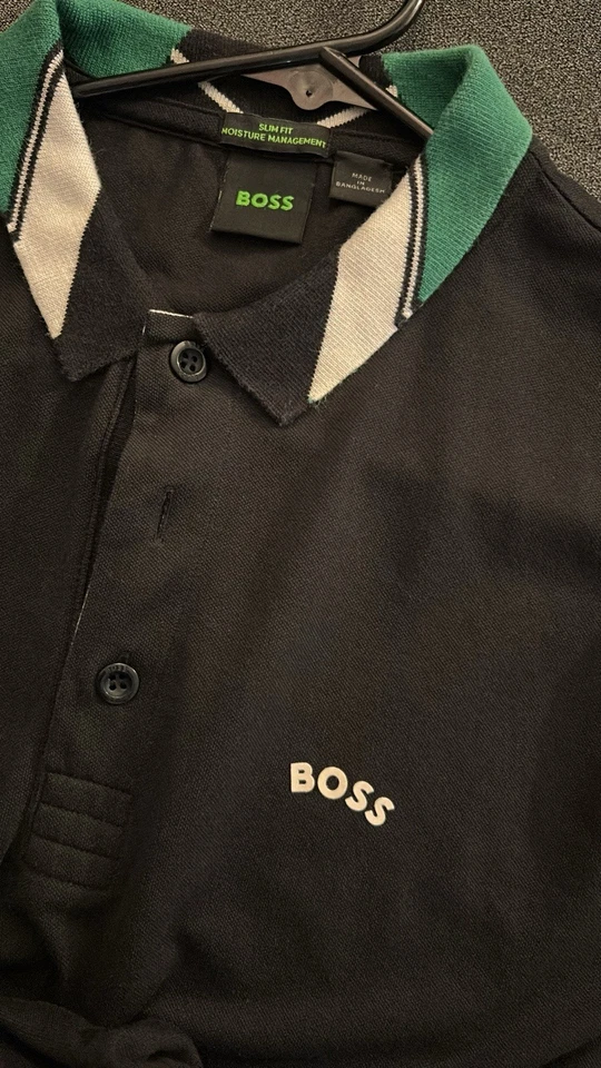 Polo Hugo Boss Negro Calce Ajustado Talla Pequeña Original Hombre Manga Corta Foto 4 de 4