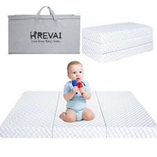Trifold Pack N Play Mattress 38x26 - Portable Baby Foam with Removable Cover
