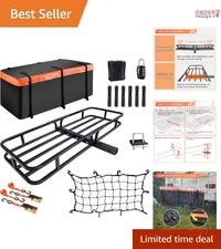 Hitch Mount Cargo Carrier Steel 53x19x5 Waterproof Bag 51x17x18 Lbs 500