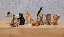 Japan Vintage Celluloid Collie St Bernard Dog Bear Bird Cat Kitten Figure Lot