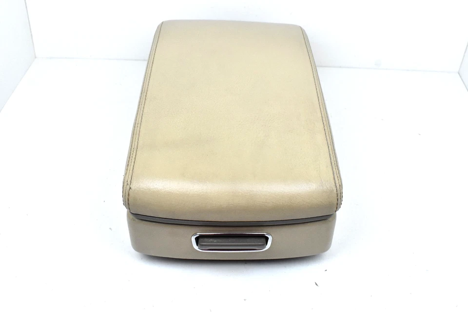 Infiniti Q45 1997-2001 consola central cuero beige reposabrazos tapa superior almacenamiento OEM Foto 3 de 4