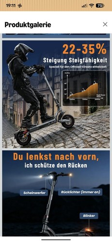 iScooter iX7 Pro E-Scooter 48V17.5AH Zwei-Motoren Faltbar Offroad Elektroroller - Bild 5 von 7