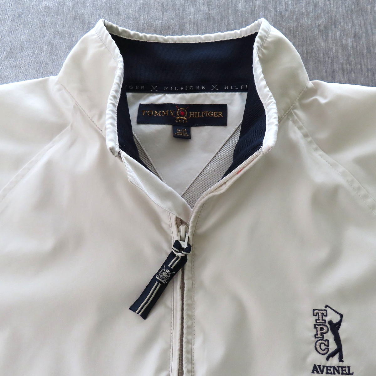 Vtg Tommy Hilfiger Golf Jacket Mens XL Beige Windbreaker Short
