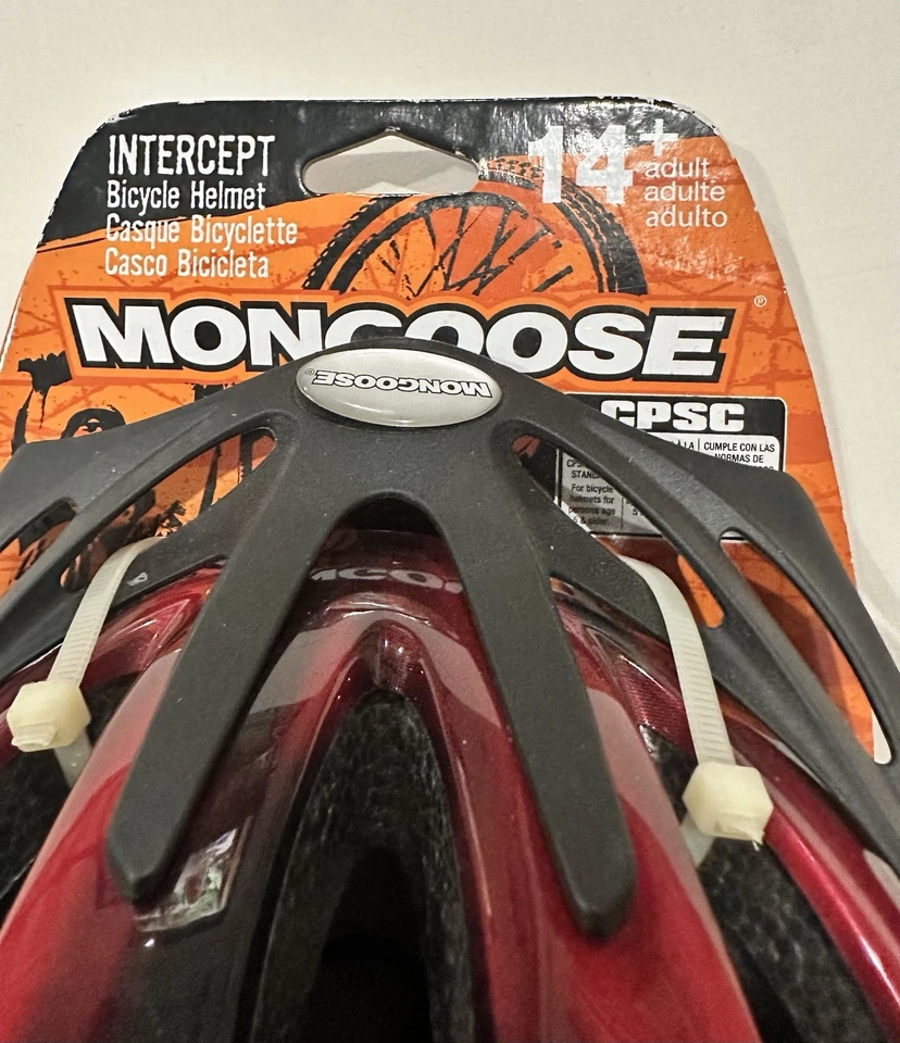 Mongoose “Intercept” Bike Helmet Red And Black W/Adjustable Strap NWT - Image 3 of 4