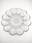 Vintage Anchor Hocking Heavy Clear Glass 10” Deviled Egg Plate Dish Tray 1 dozen