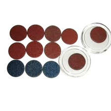 WWII OPA Point Tokens Coins 9 Red 3 Blue (Office of Price Administration)