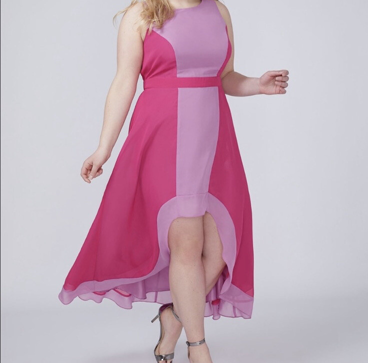 lane bryant pink dress Lane Bryant Lace & Dotted Sleeveless Dress Pink Size