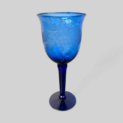 Etched Blue Goblets | Neiman Marcus - Set of 4 Tall Glasses