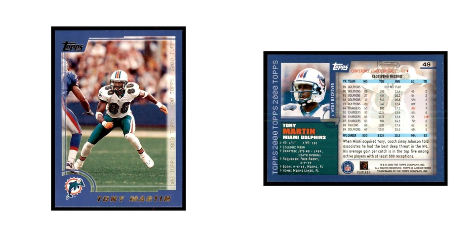 Tony Martin 2000 Topps #49 Football Cards Football Card NM - Image 3 of 3
