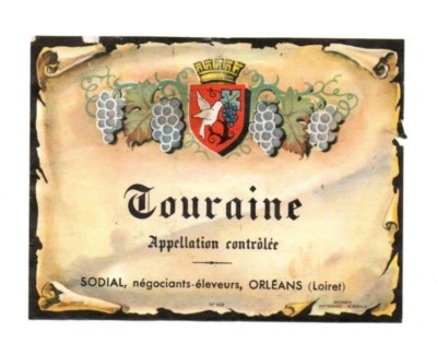 Frankreich - Vintage Weinetikett - SODIAL, Orleans - Touraine