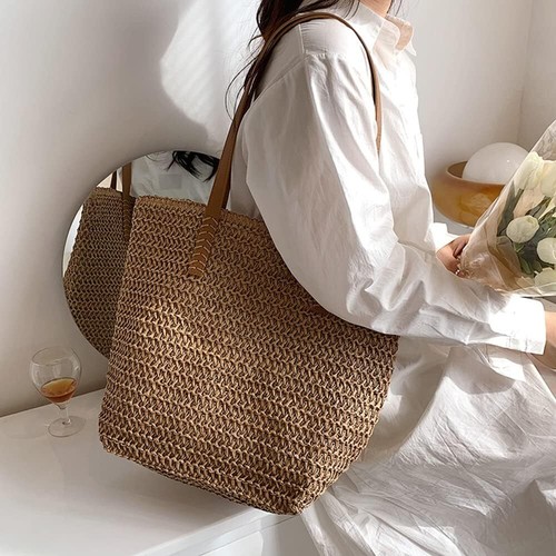 Large Straw Woven Summer Tote Bag Beach Fashion Handbag Shoulder Purse Xmas Gift