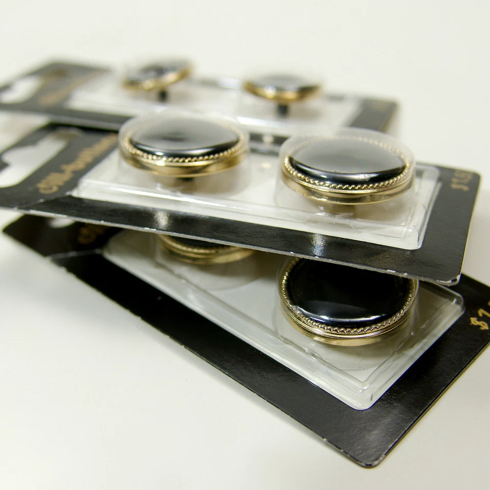 Dill Buttons Round Gold Plated Black Plastic Shank Loop Fasteners 18mm 23mm 3PK - Image 3 of 3