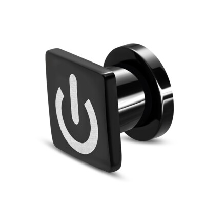 Tunnel Plug Piercing Edelstahl Power Taste Button An-Aus-Schalter Startknopf