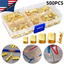 500Pcs U Shape Copper Terminals Crimp Non-Insulated Assortment Wire Cable Kit